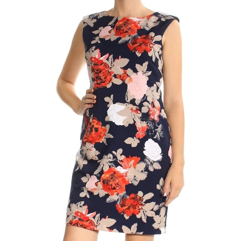 Tahari Arthur S. Levine Womens Size 2 Sheath Dress Sleeveless Floral
